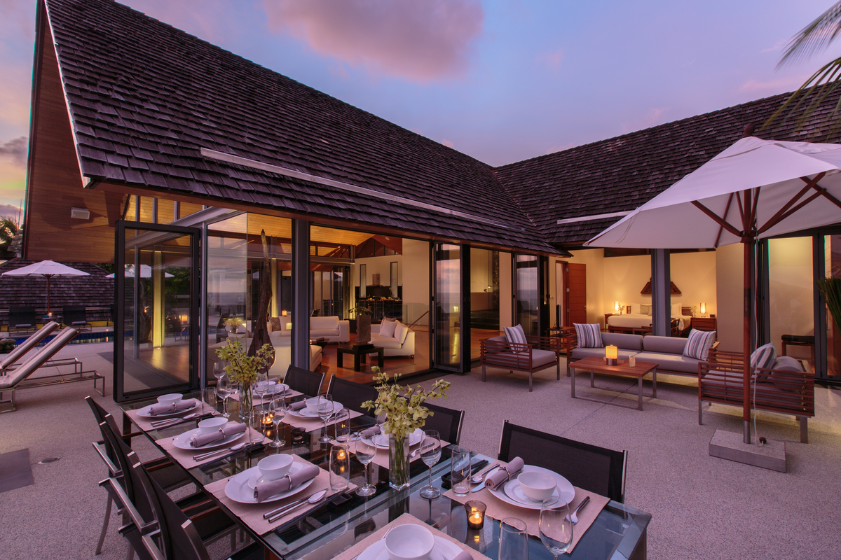 Outdoor dining at villa 15, Samsara private estate, Kamala, Phuket, Thailand