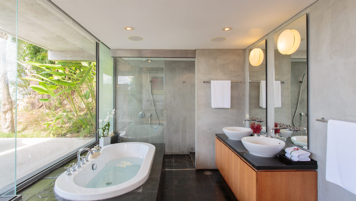 Master bathroom at villa 15, Samsara private estate, Kamala, Phuket, Thailand