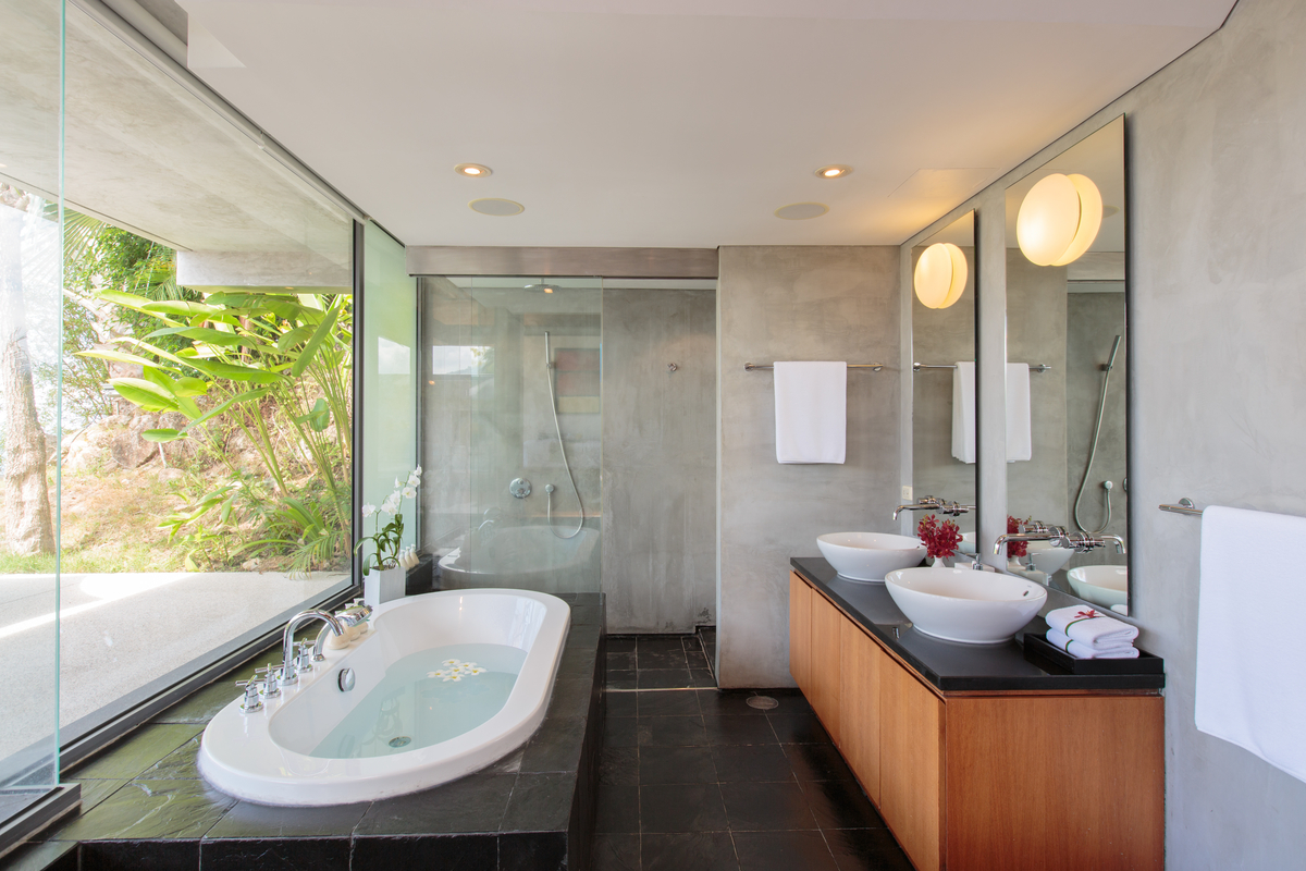 Master bathroom at villa 15, Samsara private estate, Kamala, Phuket, Thailand